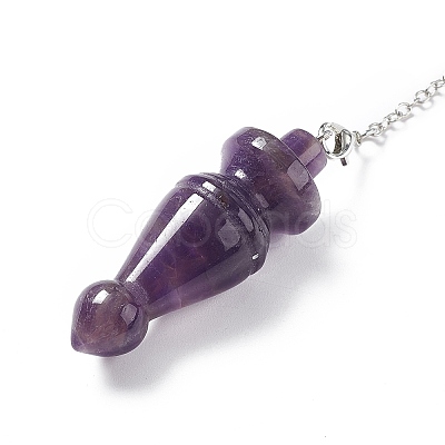 Natural Amethyst Pointed Dowsing Pendulums AJEW-B020-03P-04-1