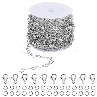 10M 304 Stainless Steel Heart Link Chains STAS-SZ0003-37-1