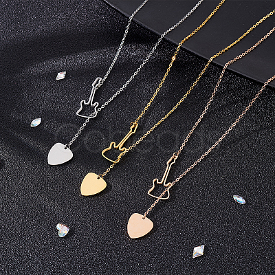 3Pcs 3 Colors Stainless Steel Lariat Necklaces Set NJEW-AN0001-65-1