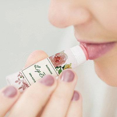 80Pcs 8 styles Paper Lip Balm Adhesive Label Stickers STIC-WH0026-017-1