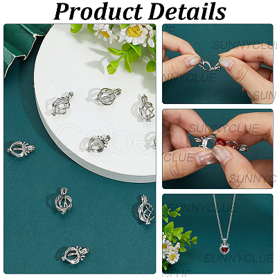 12Pcs 3 Styles Brass Locket Pendants KK-SC0007-53-1