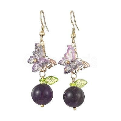 304 Stainless Steel & Natural Lapis Lazuli/Green Aventurine/Rose Quartz/Amethyst Dangle Earrings EJEW-JE07495-1