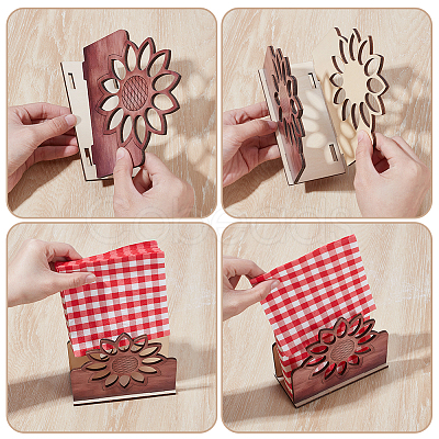 4Bags Sunflower Wood Napkin Holder AJEW-GO0004-72-1
