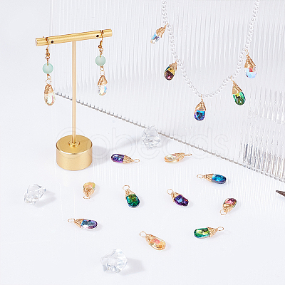 30Pcs Faceted Glass Pendants FIND-GA0002-69-1
