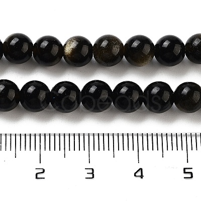 Natural Golden Sheen Obsidian Beads Strands X-G-C068-6mm-9-1