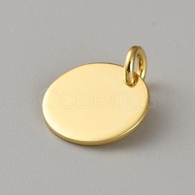 Flat Round 925 Sterling Silver Charms STER-WH0005-43A-G-1