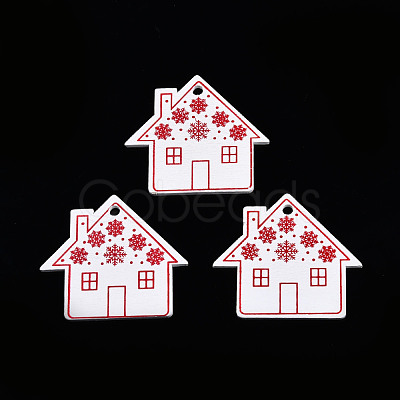 Christmas Spray Painted Wood Big Pendants WOOD-N005-104-1