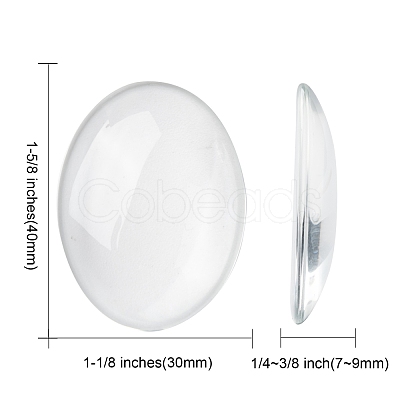 Transparent Oval Glass Cabochons GGLA-R022-40x30-1