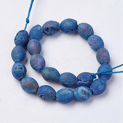 Electroplated Natural Druzy Geode Agate Bead Strands G-P251-E02-1