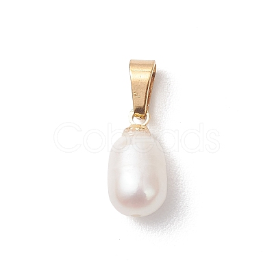 Natural Cultured Freshwater Pearl Rice Charms X-PALLOY-JF04823-1