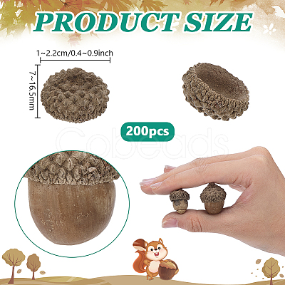 200Pcs Wood Acorn for Display Decorations AJEW-PH0008-19-1