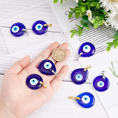 ARRICRAFT 8Pcs 4 Style Handmade Lampwork Evil Eye Pendants FIND-AR0003-27-1