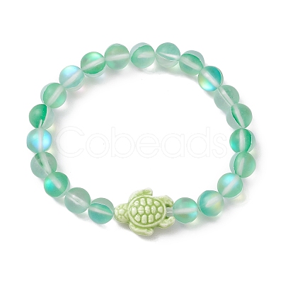 8mm Round Dyed Synthetic Moonstone Beaded Stretch Bracelets BJEW-JB10308-06-1