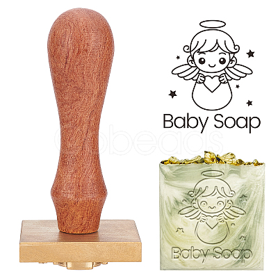 Brass Wax Seal Stamp Head & Pearwood Handle Kit AJEW-OC0002-85F-1