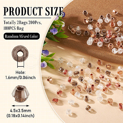 2Bags 200Pcs Transparent Glass Beads GLAA-TA0003-44F-1