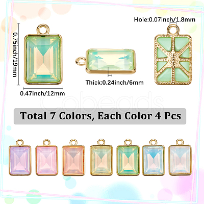 28Pcs 7 Colors Alloy Glass Pendants FIND-SC0015-31G-1