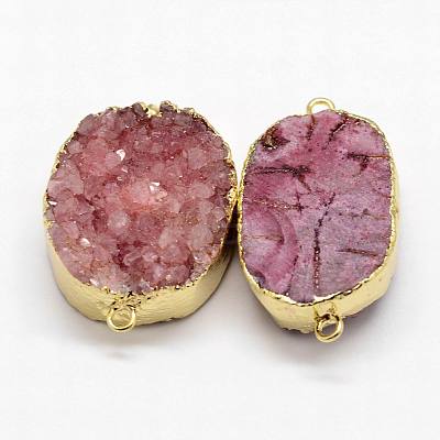 Electroplated Natural & Dyed Druzy Agate Links connectors G-N0168-018D-1