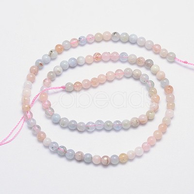 Natural Morganite Round Bead Strands G-I159-4mm-1