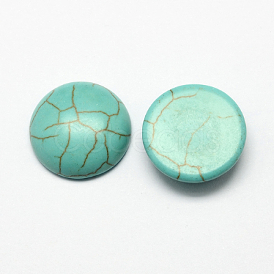 Craft Findings Dyed Synthetic Turquoise Flat Back Dome Cabochons X-TURQ-S266-6mm-01-1