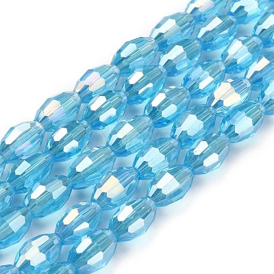 Electroplate Glass Beads Strands GC6X9MMC20Y-AB-1