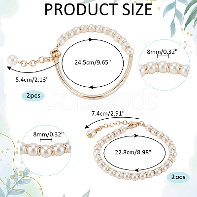 PandaHall Elite 4Pcs 2 Styles Plastic Pearl Beaded Anklets Set AJEW-PH0011-64-1