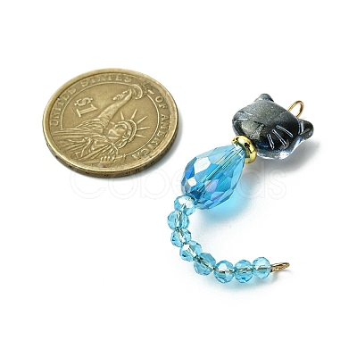 Cat Shapes Glass Links Connector Charms PALLOY-JF03239-1