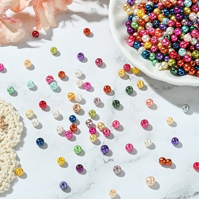 Baking Paint Pearlized Glass Pearl Round Bead Strands HY-Q004-4mm-M-1