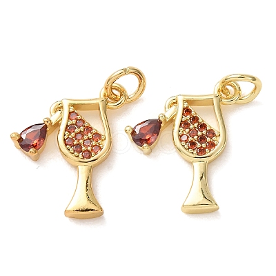 Brass Micro Pave Red Cubic Zirconia Pendants CU-E003-02G-1
