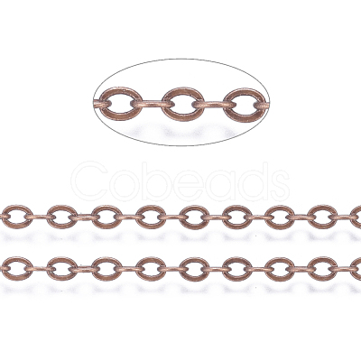 Brass Flat Oval Cable Chains CHC025Y-01-R-1