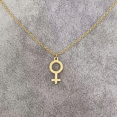 Gender Symbol 201 Stainless Steel with Alloy Pendant Necklaces for Women FS-WG4C551-01-1