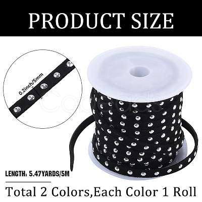 2 Rolls 2 Colors Faux Suede Cord with Aluminum Rivets OCOR-CY0001-03P-1