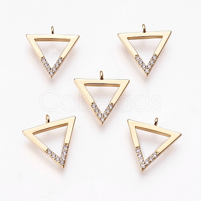 Brass Micro Pave Cubic Zirconia Charms X-ZIRC-Q014-044G-1