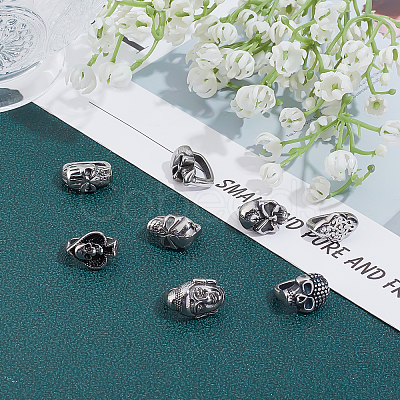 8Pcs 8 Style 304 Stainless Steel Slide Charms STAS-UN0021-02-1