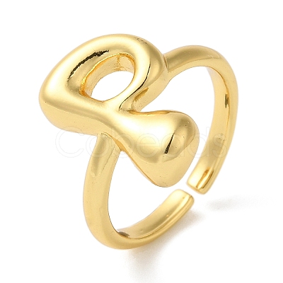 Initials Brass Open Cuff Ring for Women RJEW-N046-02P-G-1
