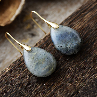 Teardrop Brass Dangle Earrings FS-WGF2982-04-1