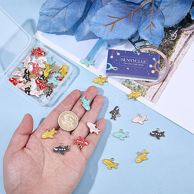 40Pcs 5 Colors Alloy Enamel Pendants ENAM-SC0008-19-1