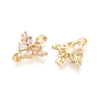 Brass with Cubic Zirconia Cup Pearl Peg Bails Pin Pendants KK-T079-51G-1