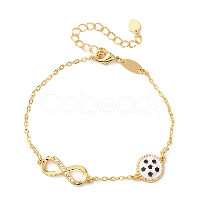 Sports Brass Micro Pave Cubic Zirconia Infinity Link Bracelets BJEW-D386-01E-G-1