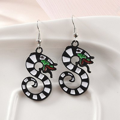 Alloy Dragon Dangle Earrings EJEW-R011-01P-1