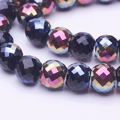 Electroplate Transparent Glass Beads Strands EGLA-E045-G01-1