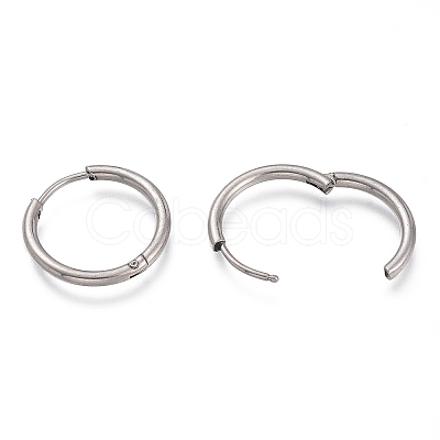 Tarnish Resistant 304 Stainless Steel Needle with 201 Stainless Steel Ring Huggie Hoop Earrings EJEW-L256-02A-P-1