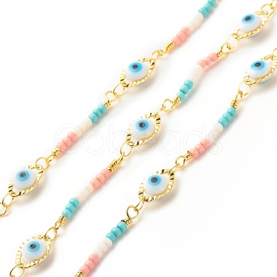 Glass Evil Eye Link Chain CHC-E024-12G-1