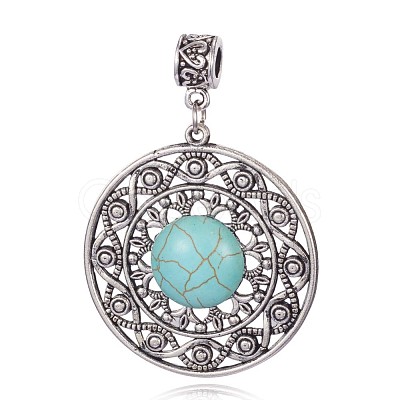 Synthetic Turquoise Big Pendants PALLOY-G124-01AS-1