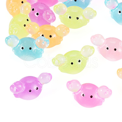 18Pcs 6 Colors Luminous Resin Crab Display Ornaments DJEW-TAD0001-04-1