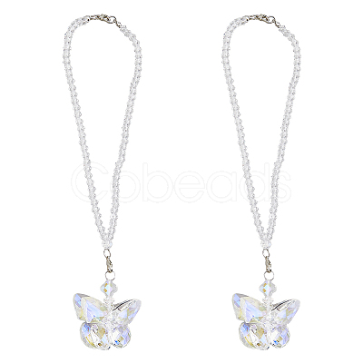 Butterfly Glass Car Hanging Pendant HJEW-DC0001-04-1