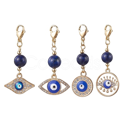 4Pcs 4 Styles Evil Eye Alloy Enamel Pendant Decorations HJEW-JM01731-S-1