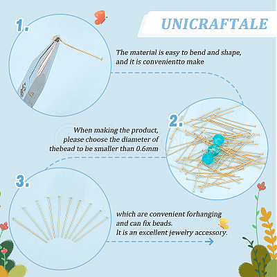 Unicraftale 300Pcs 304 Stainless Steel Flat Head Pins STAS-UN0049-19-1