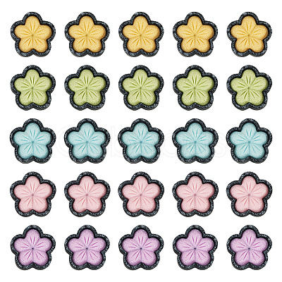50Pcs 5 Colors Sakura Opaque Resin Cabochons CRES-TA0001-74-1