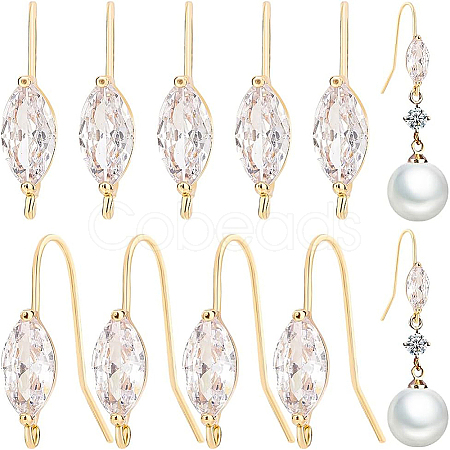 12Pcs Brass Horse Eye Earring Hooks KK-BC0008-75-1