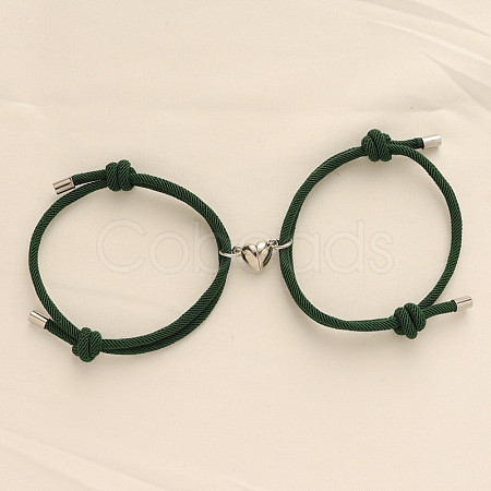 Alloy Heart-shaped Magnetic Braided Rope Bracelets for Couple Girlfriends WG59636-12-1